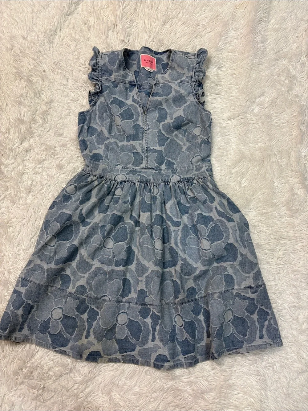 Kate Spade Abstract Peony Denim Floral Fit and Flare Dress